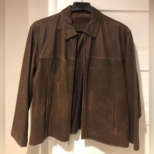 Brown leather jacket by Roundtree & Yorke